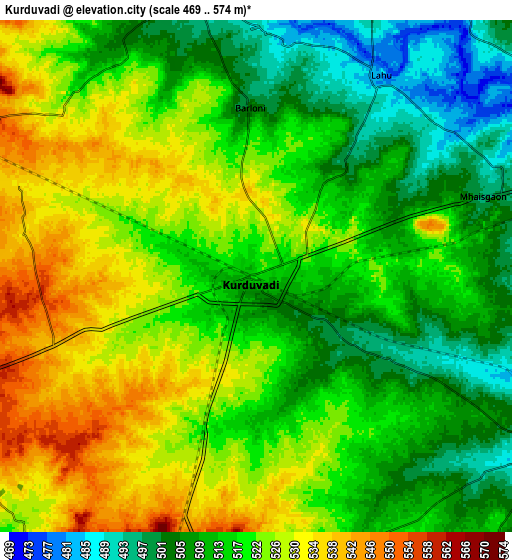 Zoom OUT 2x Kurduvādi, India elevation map
