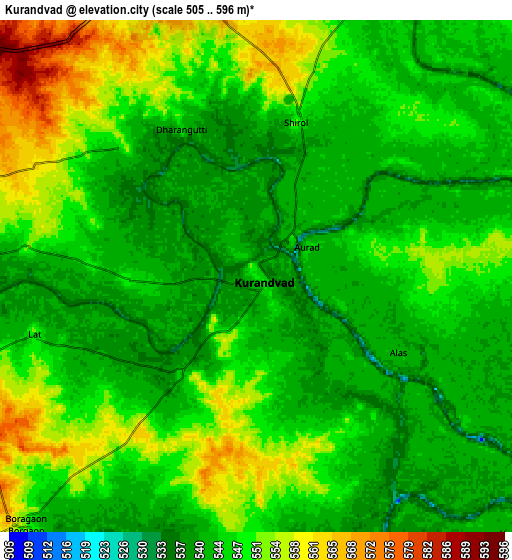 Zoom OUT 2x Kurandvād, India elevation map