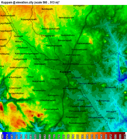 Zoom OUT 2x Kuppam, India elevation map