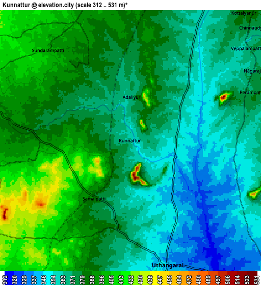 Zoom OUT 2x Kunnattūr, India elevation map