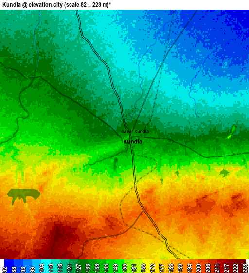 Zoom OUT 2x Kundla, India elevation map