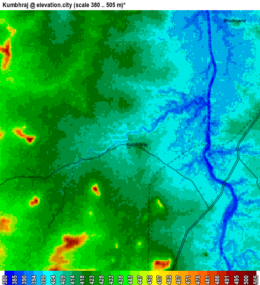 Zoom OUT 2x Kumbhrāj, India elevation map