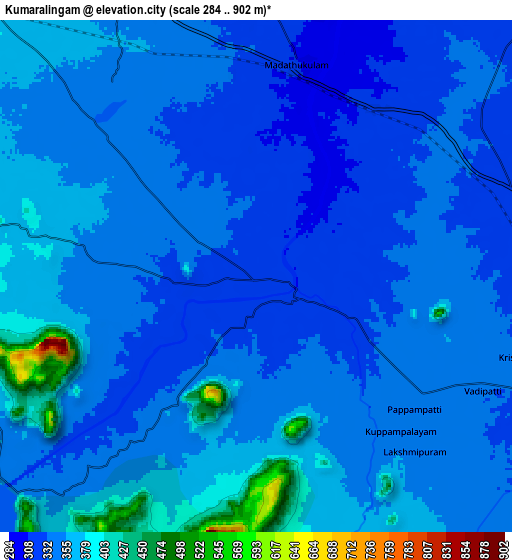 Zoom OUT 2x Kumaralingam, India elevation map