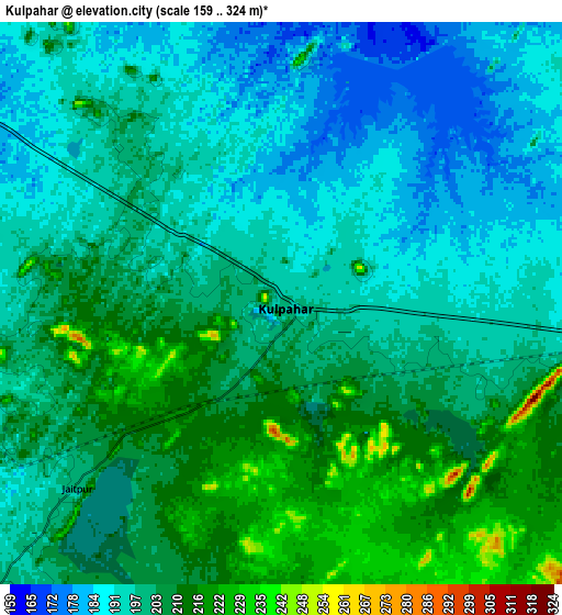 Zoom OUT 2x Kulpahār, India elevation map