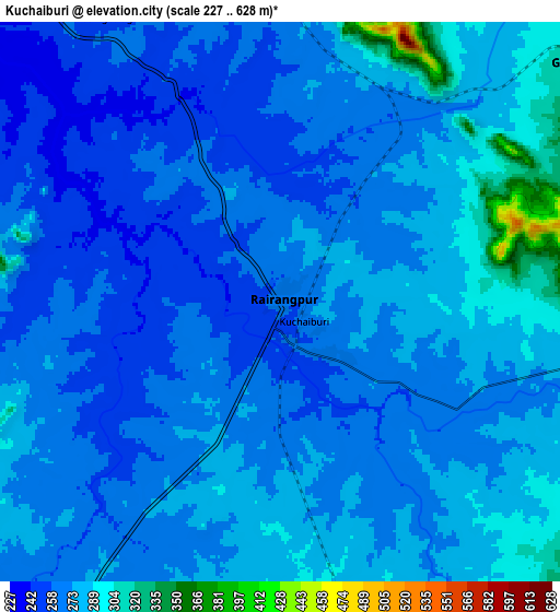 Zoom OUT 2x Kuchaiburi, India elevation map