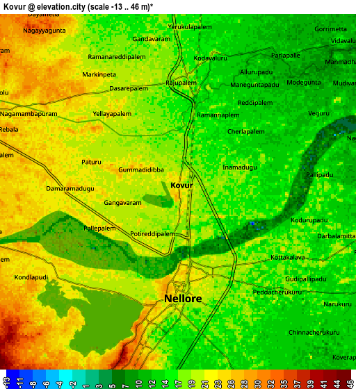 Zoom OUT 2x Kovūr, India elevation map