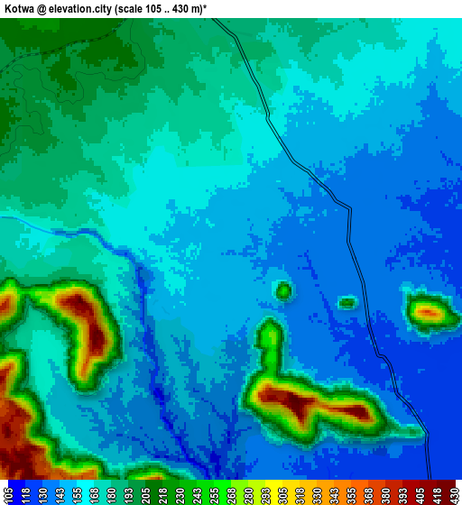 Zoom OUT 2x Kotwa, India elevation map