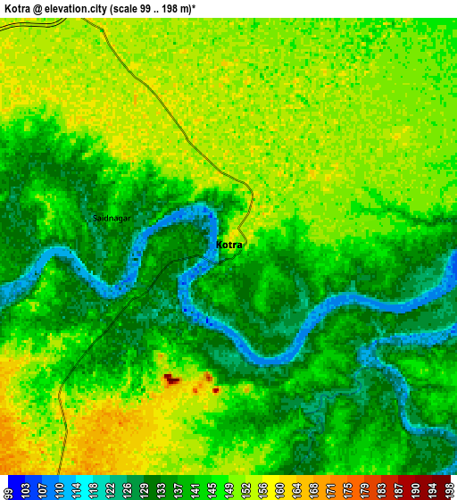 Zoom OUT 2x Kotra, India elevation map