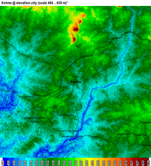 Zoom OUT 2x Kotma, India elevation map