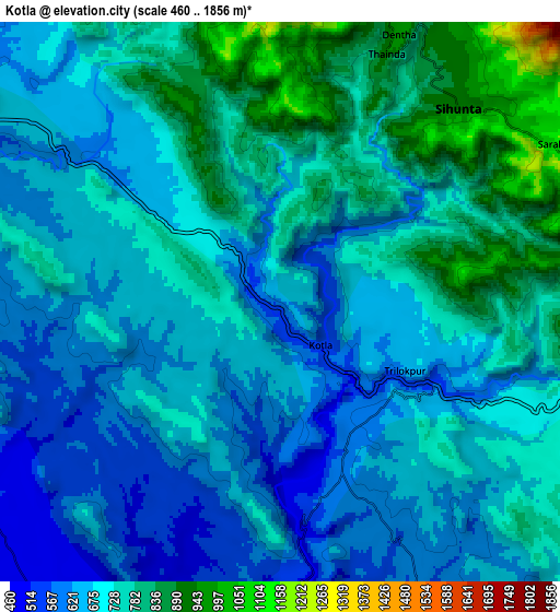 Zoom OUT 2x Kotla, India elevation map