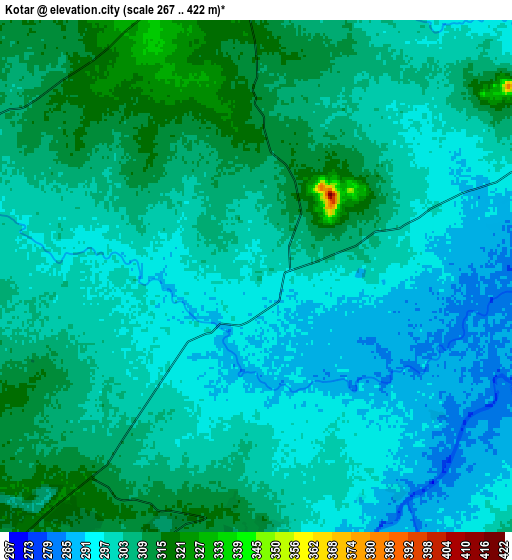 Zoom OUT 2x Kotār, India elevation map