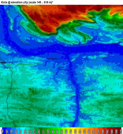 Zoom OUT 2x Kota, India elevation map