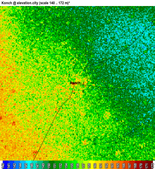 Zoom OUT 2x Konch, India elevation map