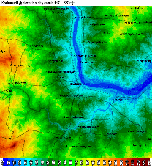 Zoom OUT 2x Kodumudi, India elevation map