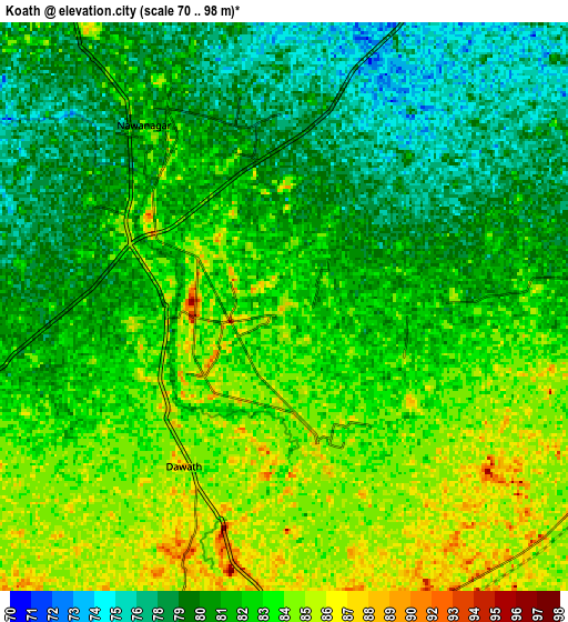 Zoom OUT 2x Koāth, India elevation map