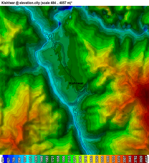 Zoom OUT 2x Kishtwār, India elevation map