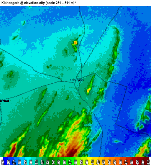 Zoom OUT 2x Kishangarh, India elevation map