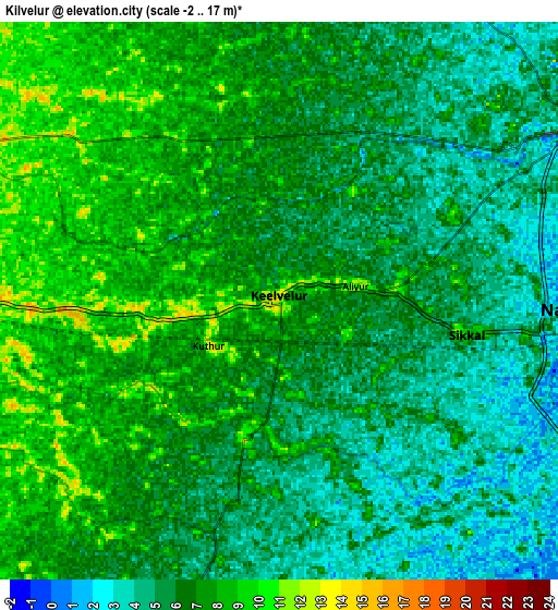 Zoom OUT 2x Kilvelur, India elevation map