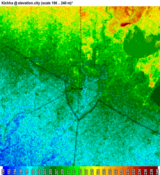 Zoom OUT 2x Kichha, India elevation map