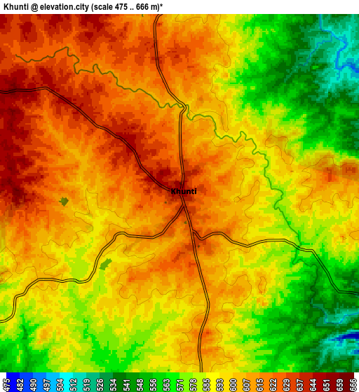 Zoom OUT 2x Khunti, India elevation map