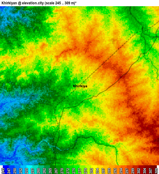 Zoom OUT 2x Khirkiyān, India elevation map