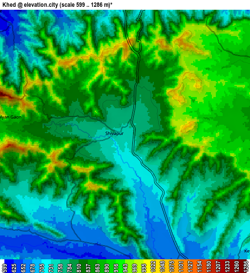 Zoom OUT 2x Khed, India elevation map