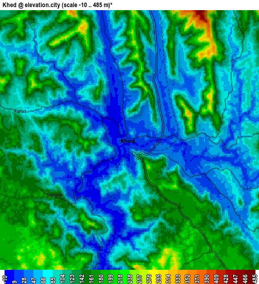 Zoom OUT 2x Khed, India elevation map