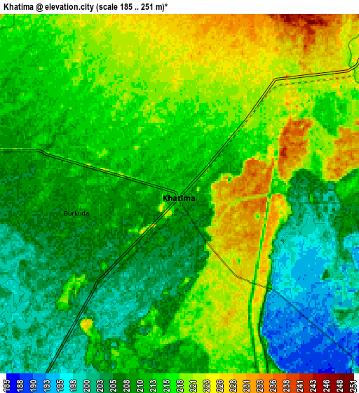 Zoom OUT 2x Khatīma, India elevation map