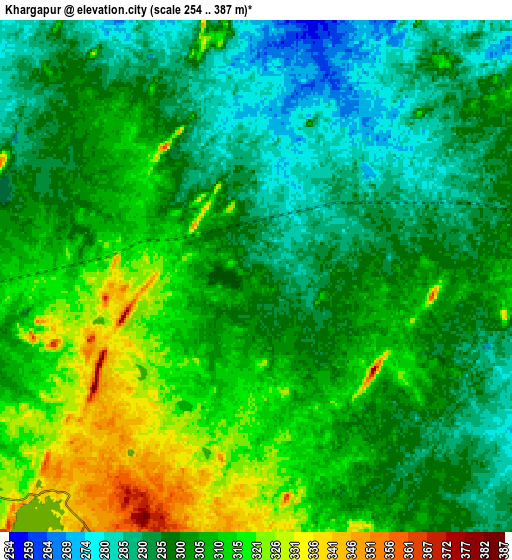 Zoom OUT 2x Khargāpur, India elevation map