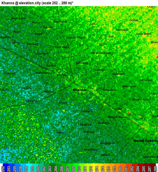 Zoom OUT 2x Khanna, India elevation map