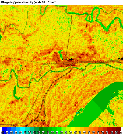 Zoom OUT 2x Khagaria, India elevation map