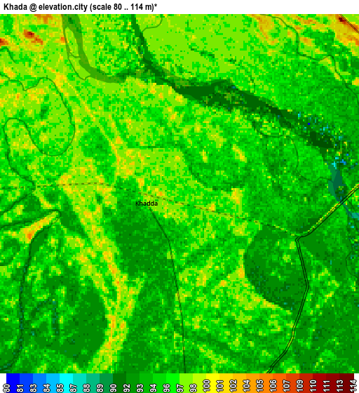 Zoom OUT 2x Khada, India elevation map