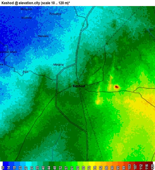 Zoom OUT 2x Keshod, India elevation map