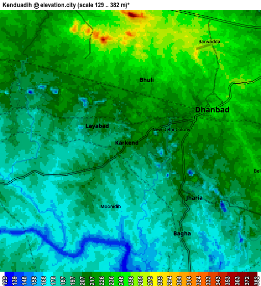 Zoom OUT 2x Kenduadīh, India elevation map