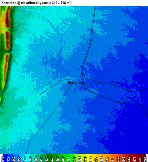 Zoom OUT 2x Kawardha, India elevation map