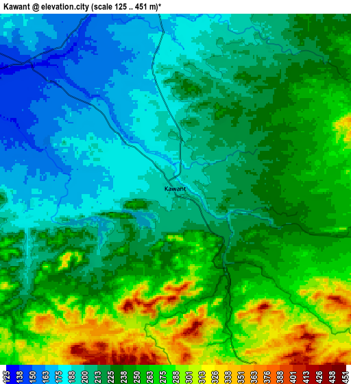 Zoom OUT 2x Kawānt, India elevation map