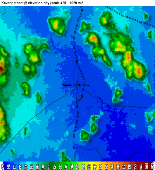 Zoom OUT 2x Kāveripatnam, India elevation map
