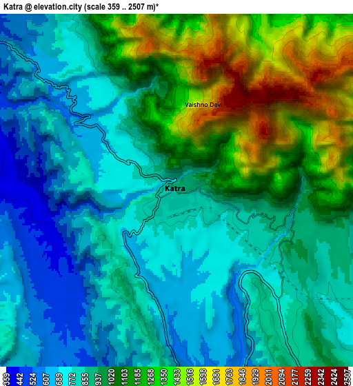 Zoom OUT 2x Katra, India elevation map