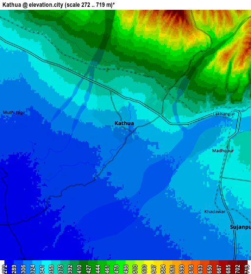 Zoom OUT 2x Kathua, India elevation map