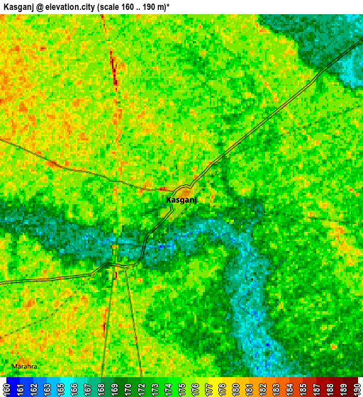 Zoom OUT 2x Kāsganj, India elevation map