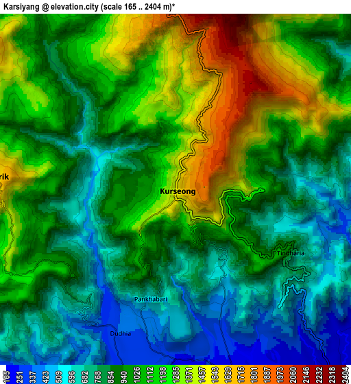 Zoom OUT 2x Kārsiyāng, India elevation map