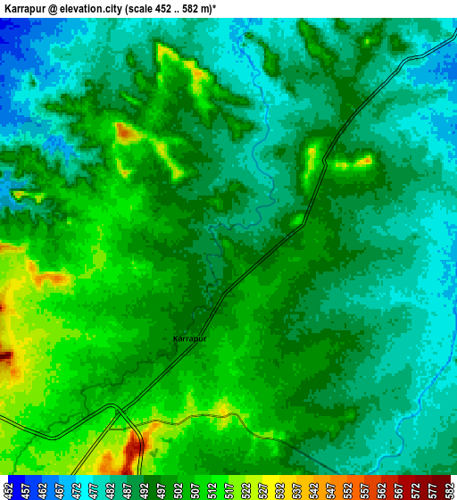 Zoom OUT 2x Karrāpur, India elevation map