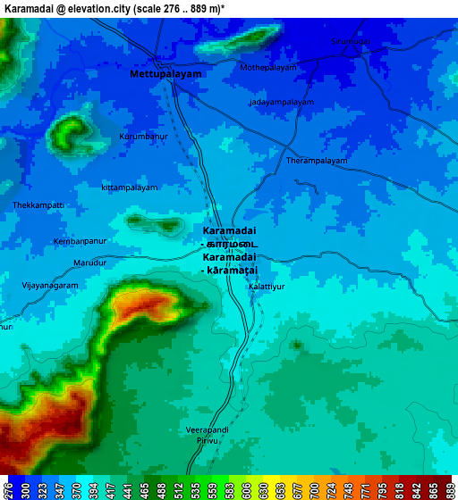 Zoom OUT 2x Kāramadai, India elevation map