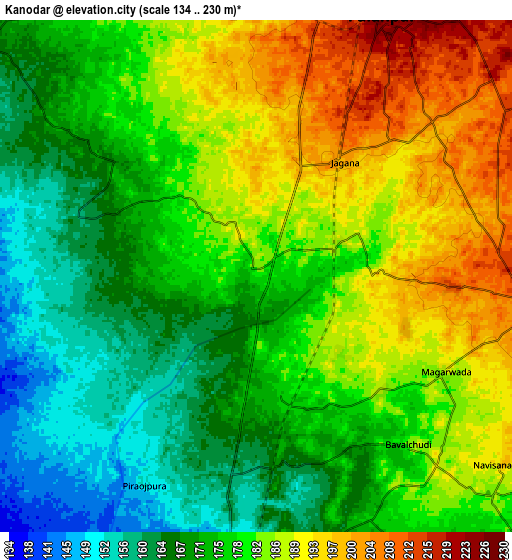 Zoom OUT 2x Kānodar, India elevation map