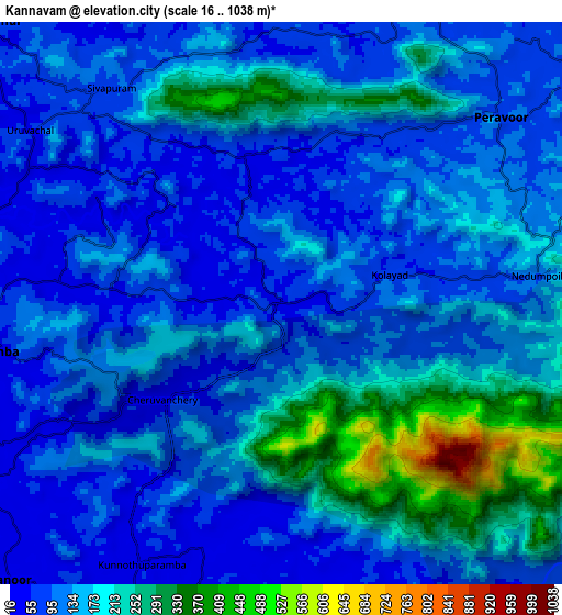 Zoom OUT 2x Kannavam, India elevation map