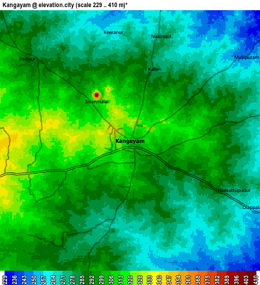 Zoom OUT 2x Kangayam, India elevation map