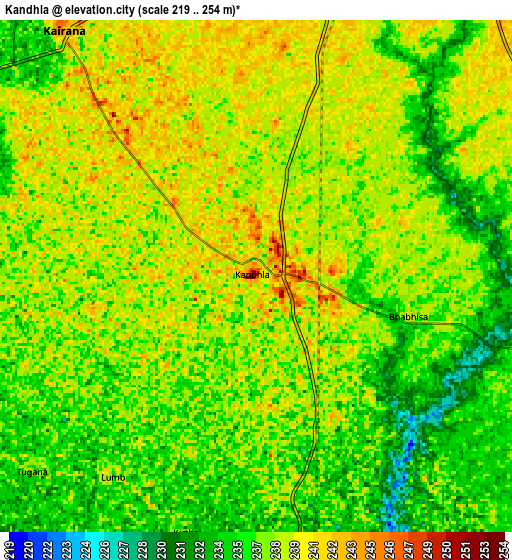 Zoom OUT 2x Kāndhla, India elevation map