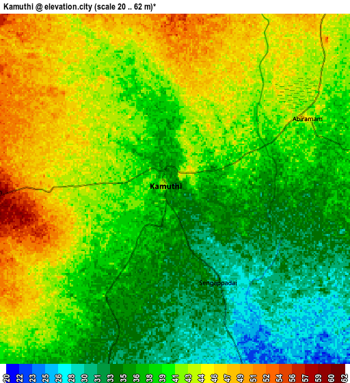 Zoom OUT 2x Kamuthi, India elevation map