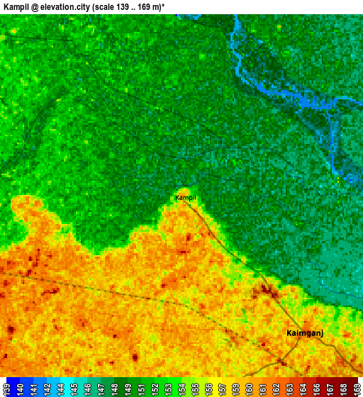 Zoom OUT 2x Kampil, India elevation map