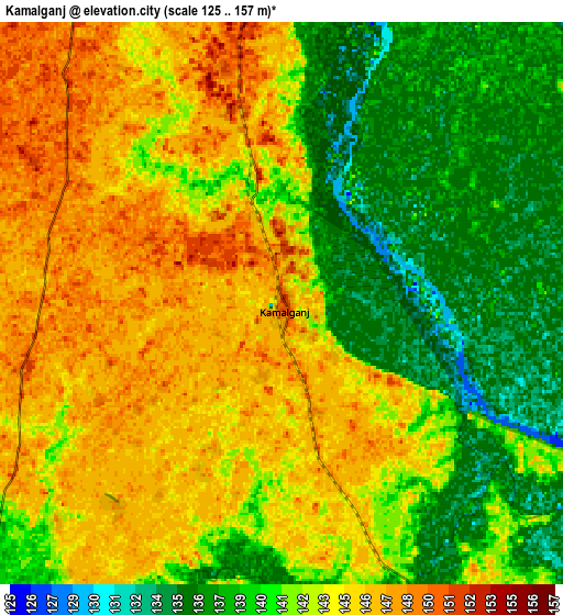 Zoom OUT 2x Kamalganj, India elevation map